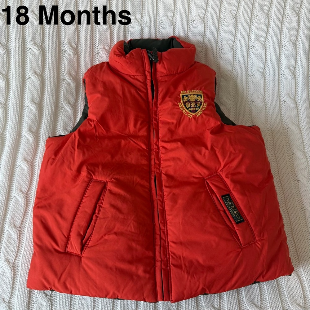 Polo Ralph Lauren Reversible Bleeker Street Winter Warm Down Vest Puffy 18 Month
